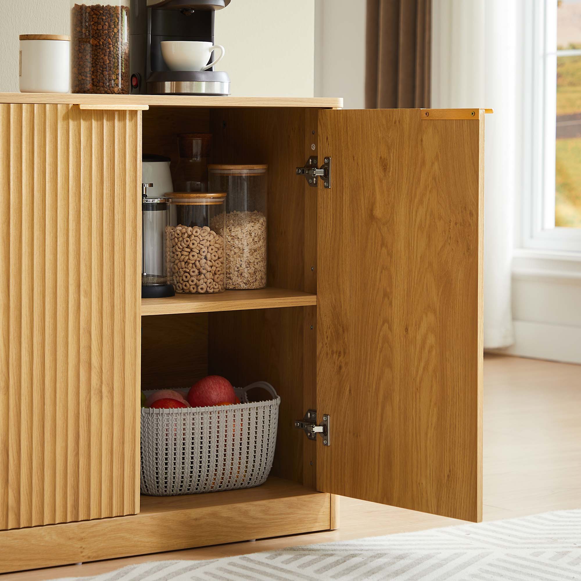 Alt View 6. Forest'nSky - 67-inch modern wavy sideboard, curved contour design storage cabinet,Natural - Natural.