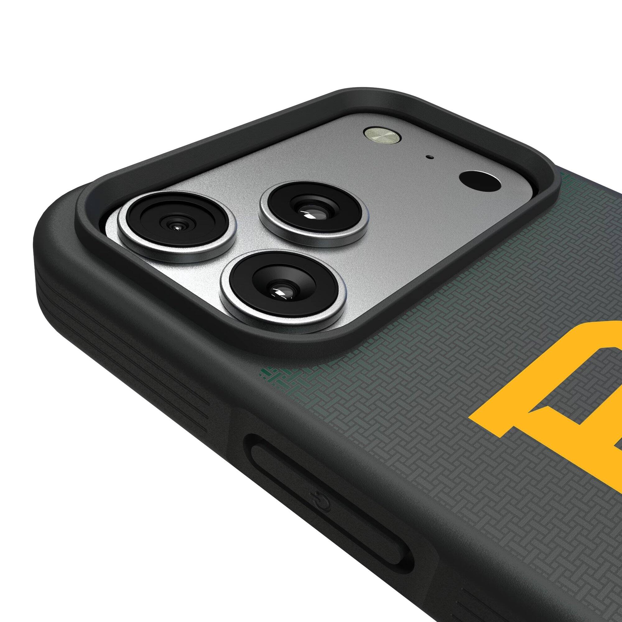 Alt View 2. Keyscaper - Baylor Bears Linen Logo iPhone Bump Case - 16 Plus - Black.