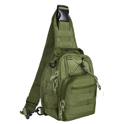Front. JupiterGear - Tactical Military Sling Backpack Shoulder Bag Molle Outdoor Daypack Backpack - Army Green.