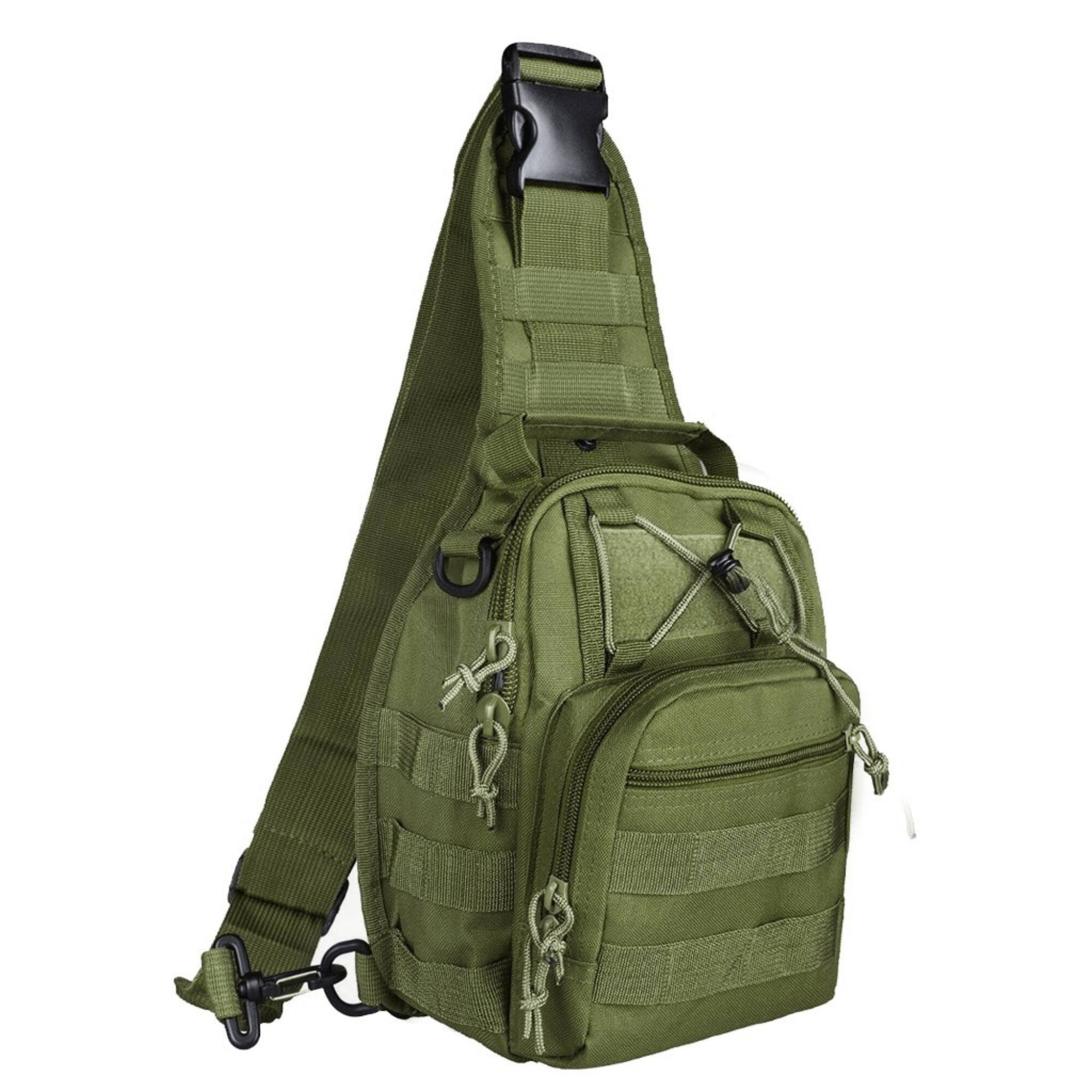 Front. JupiterGear - Tactical Military Sling Backpack Shoulder Bag Molle Outdoor Daypack Backpack - Army Green.