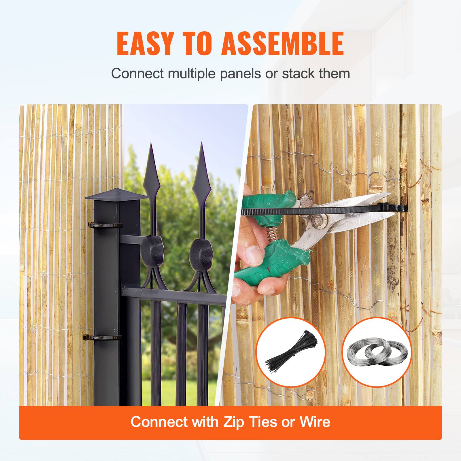 EASY TO ASSEMBLE  
Connect multiple panels or stack them  

Connect with Zip Ties or Wire