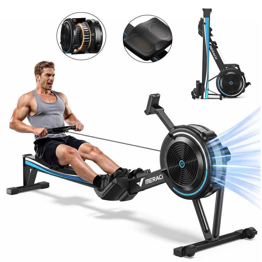 Merach R50 Rower MERACH NovaRow R50 Air Rowing Machine, Professional Air Resistance ...