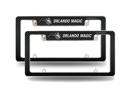 Rico Industries - Orlando Magic NBA (Set of 2) Chrome Metal License Plate Frames with Carbon Fiber Design - Multi