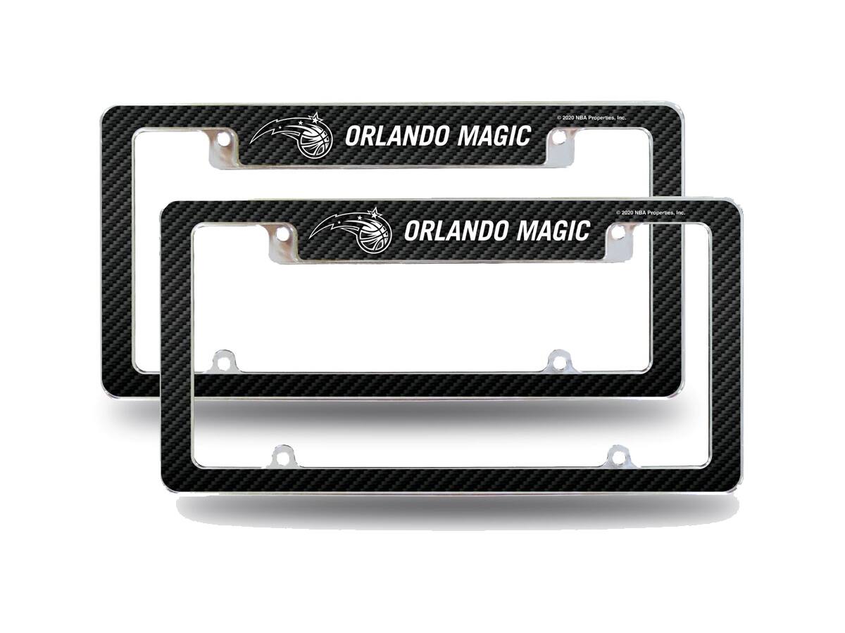 Orlando Magic NBA (Set of 2) Chrome Metal License Plate Frames with Carbon Fiber Design