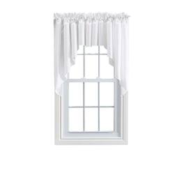 Ellis Curtain - Ellis Stacey 3" Rod Pocket High Quality Fabric Solid Color Window Lined Swag Set 126"x36" - White