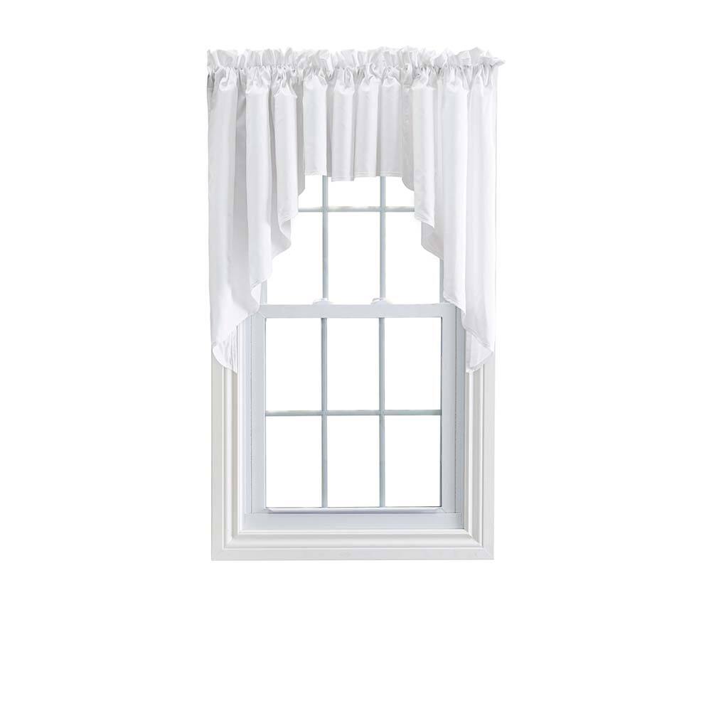 Front. Ellis Curtain - Ellis Stacey 3" Rod Pocket High Quality Fabric Solid Color Window Lined Swag Set 126"x36" White - White.