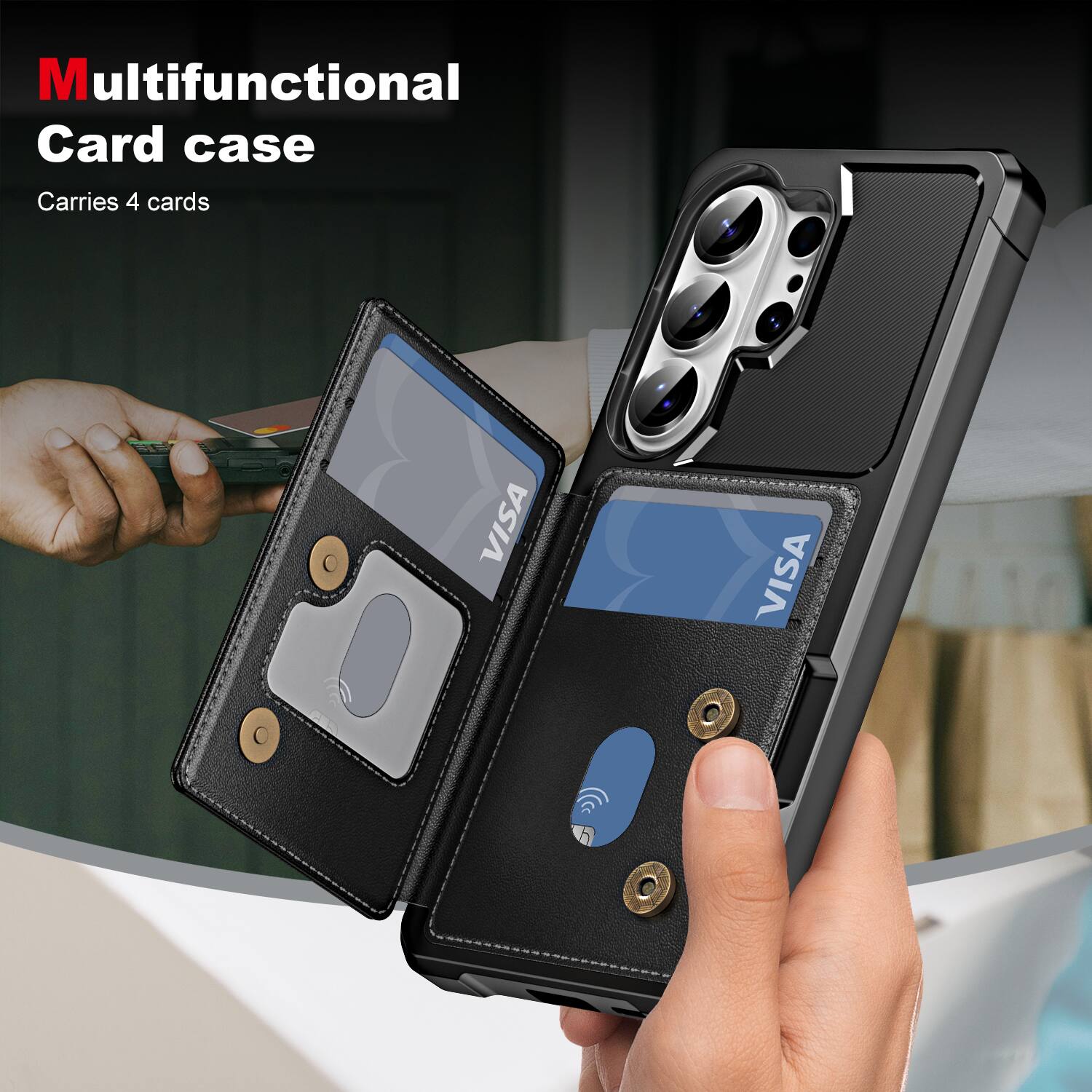 Multifunctional Card case  
Carries 4 cards