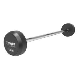 Power Systems - Pro Style Rubber Fixed Straight Barbell - 50lbs Weighted Workout Bar w/Ergonomic Handle - Black/Gray