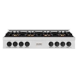 ZLINE - Autograph 48 in. Satin Steel Classic Rangetop with 8 DuoPro Burners and Black Accents (PCRTSZ-48-MB) - Satin Stainless Steel