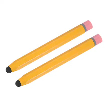 Front. Unique Bargains - 2pcs Hexagon Crayon Stylus Pen, 3.8" Universal Capacitive Stylus for All Touch Screen Devices - Yellow.