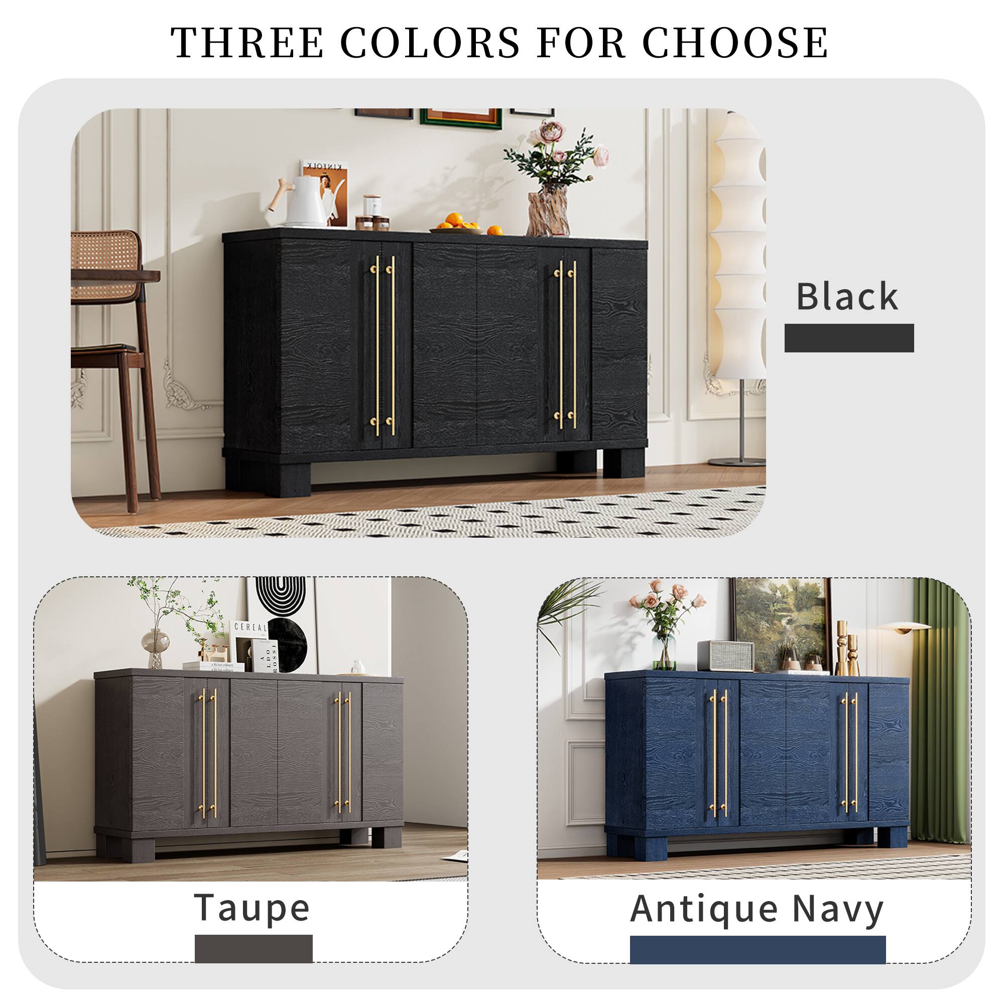 THREE COLORS FOR CHOOSE

Black  
Taupe  
Antique Navy