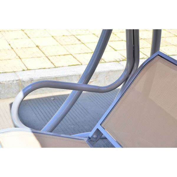 Left. Hivvago - Sturdy 3-Person Outdoor Patio Porch Canopy Swing in Sand Color - Sand and Dark Cream.