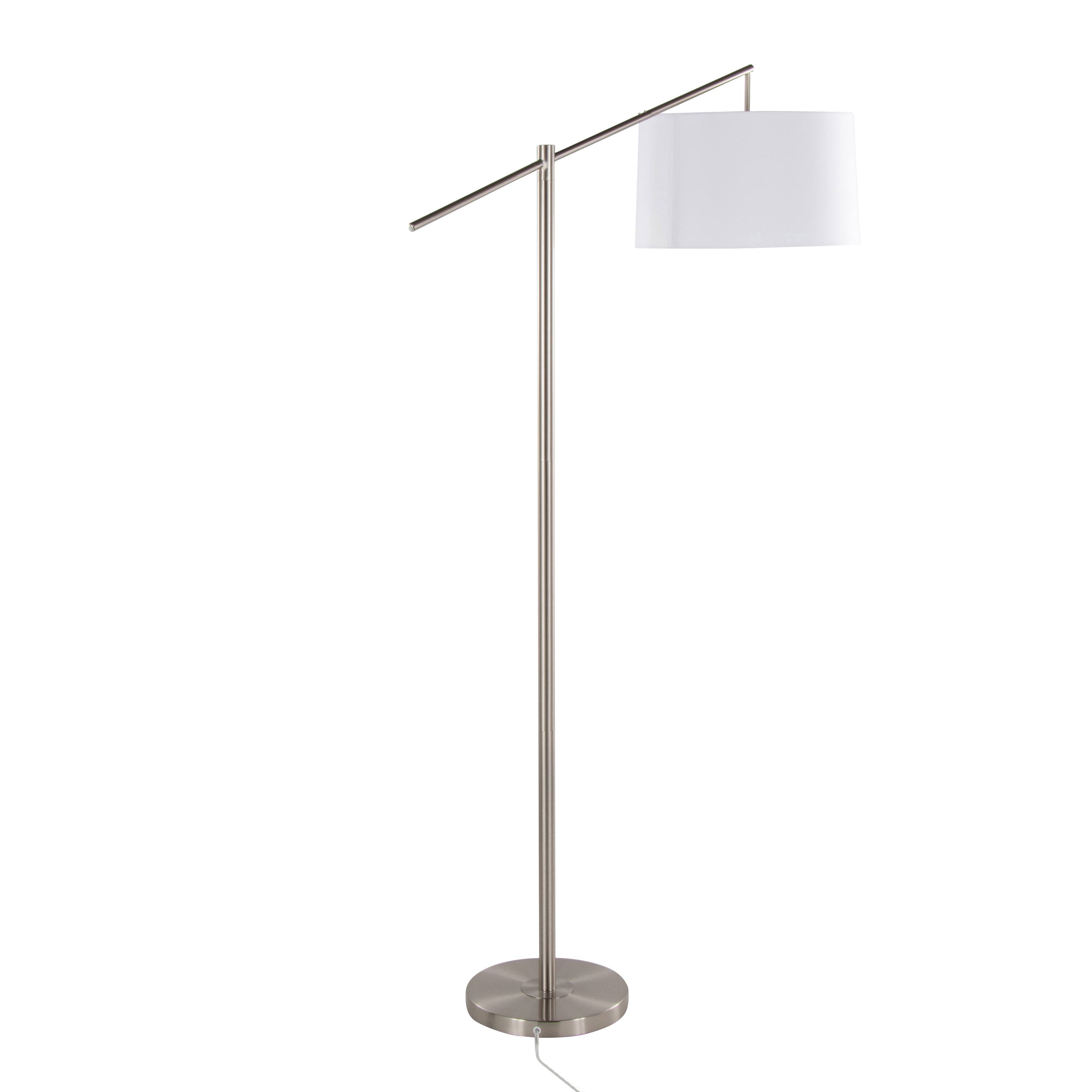 Back. APRILSOUL - Casper 69in Contemporary Metal Floor Lamp in Brushed Nickel with Off-White Linen Shade from Grandview Gallery - Brushed Nickel.