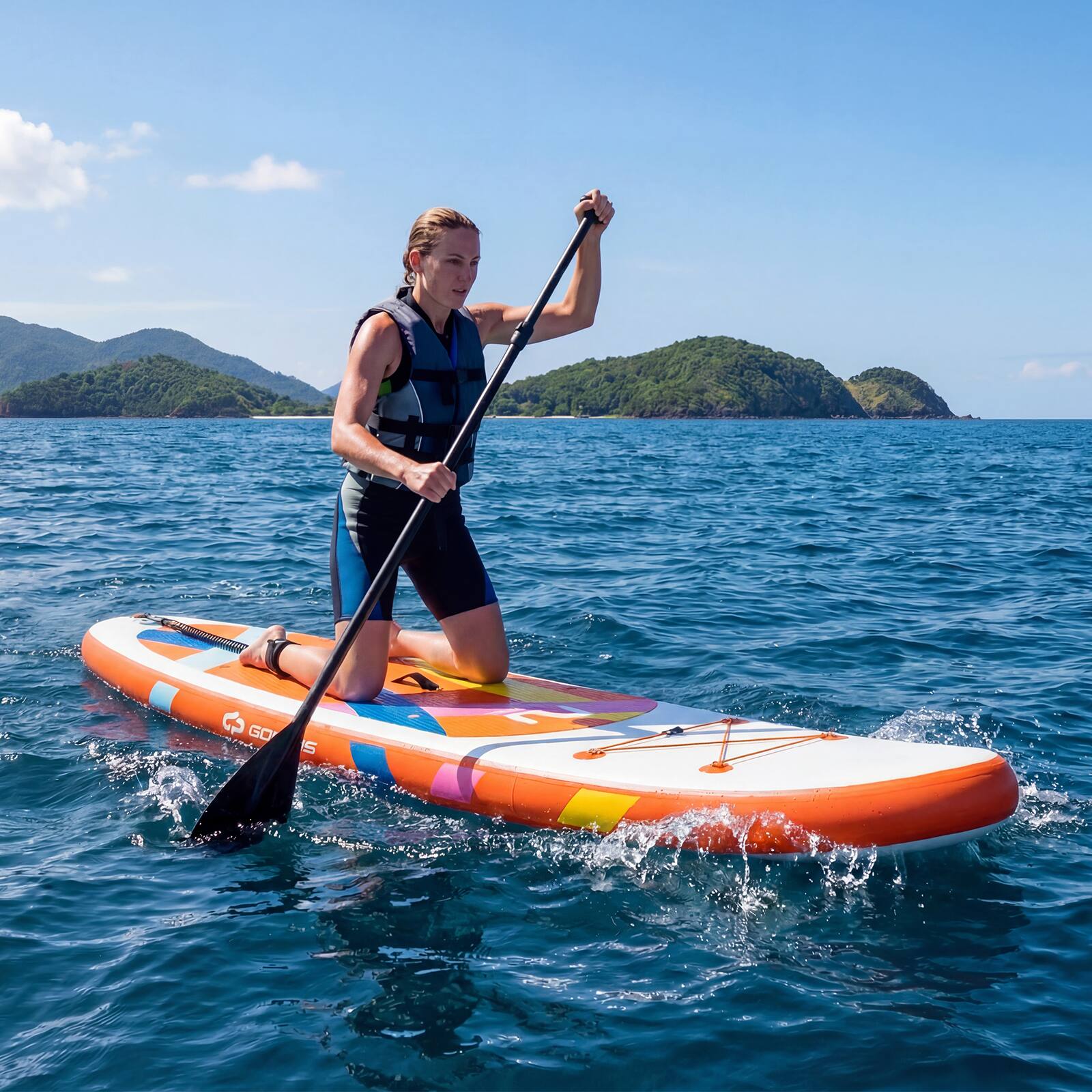 Alt View 1. Costway - Costway 11' Wide Inflatable Stand Up Paddle Board , Stable SUP for Adults and Youth - Orange+White.