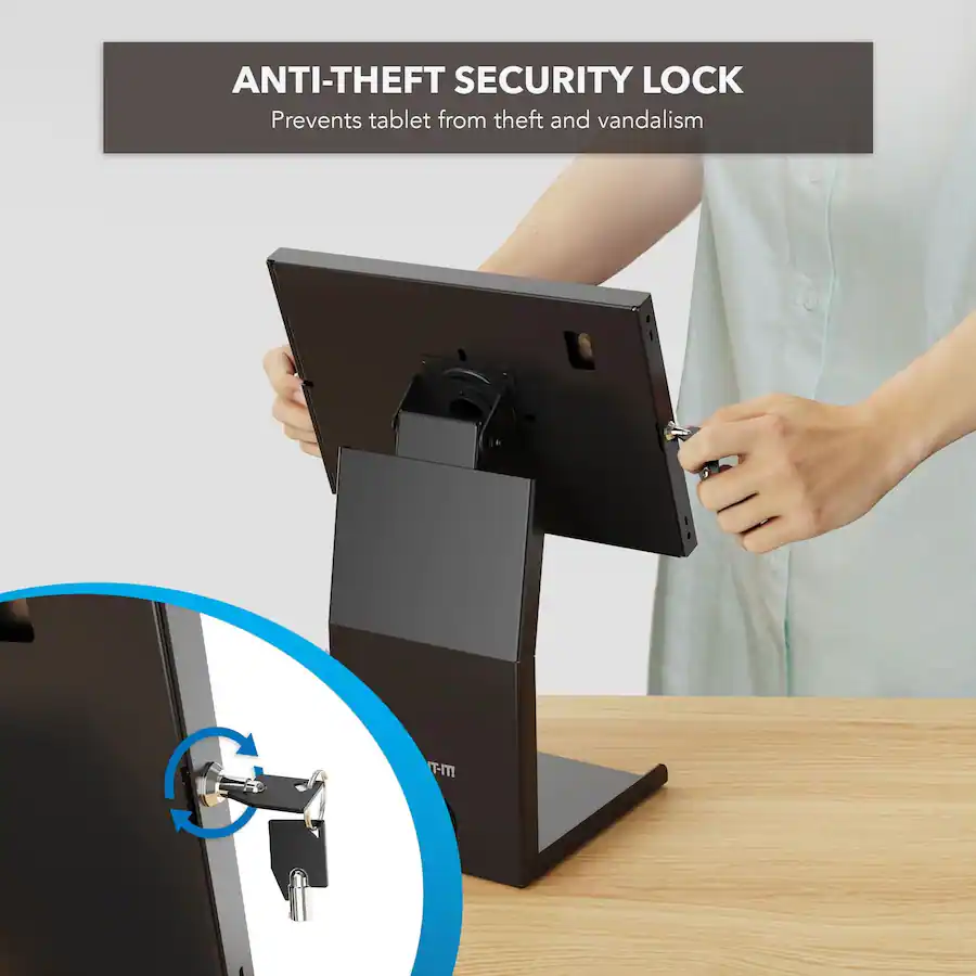 Locking Tablet Stand Mount It! Anti Theft Tablet Kiosk with Printer Shelf, Lockable POS ...