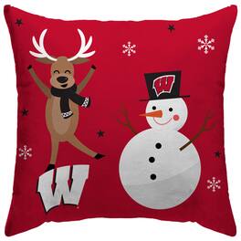 Pegasus - Wisconsin Badgers 18'' x 18'' Holiday Reindeer D-cor Pillow - Multicolor