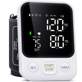 Dazzed Corner - Upper Arm Blood Pressure Monitor, Automatic BP Machine with Adjustable Cuff - White