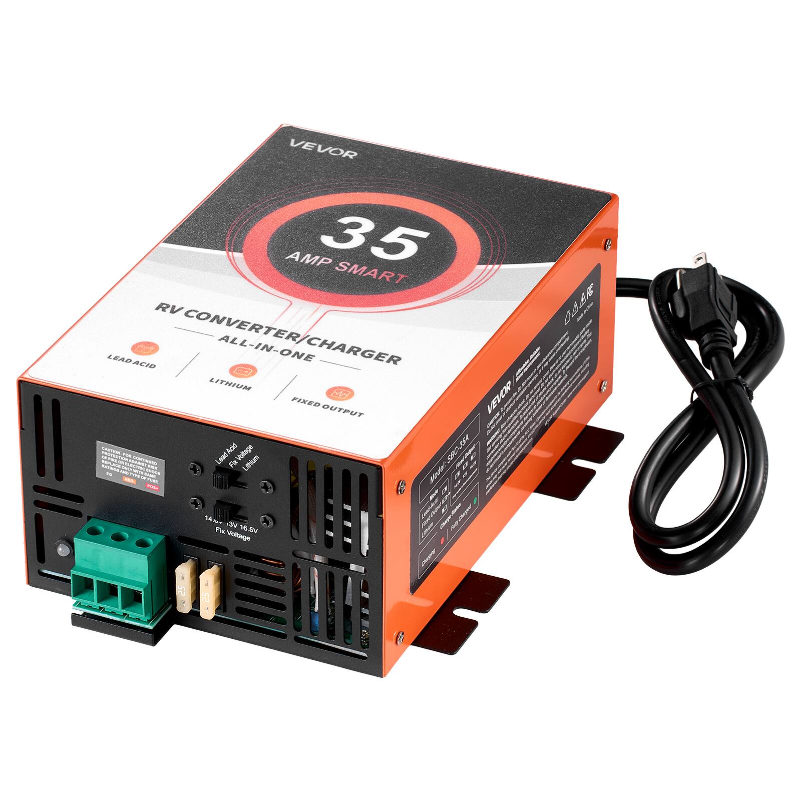 VEVOR AMP 35 SMART RV CONVERTER/CHARGER ALL-IN-ONE | LITHIUM MH FIXED OUTPUT

LEAD ACID Voltage 10 CONTINUED SHOOL POS- Lithium Model-SBC-354

14.00 VE Fix 16.5V Voltage