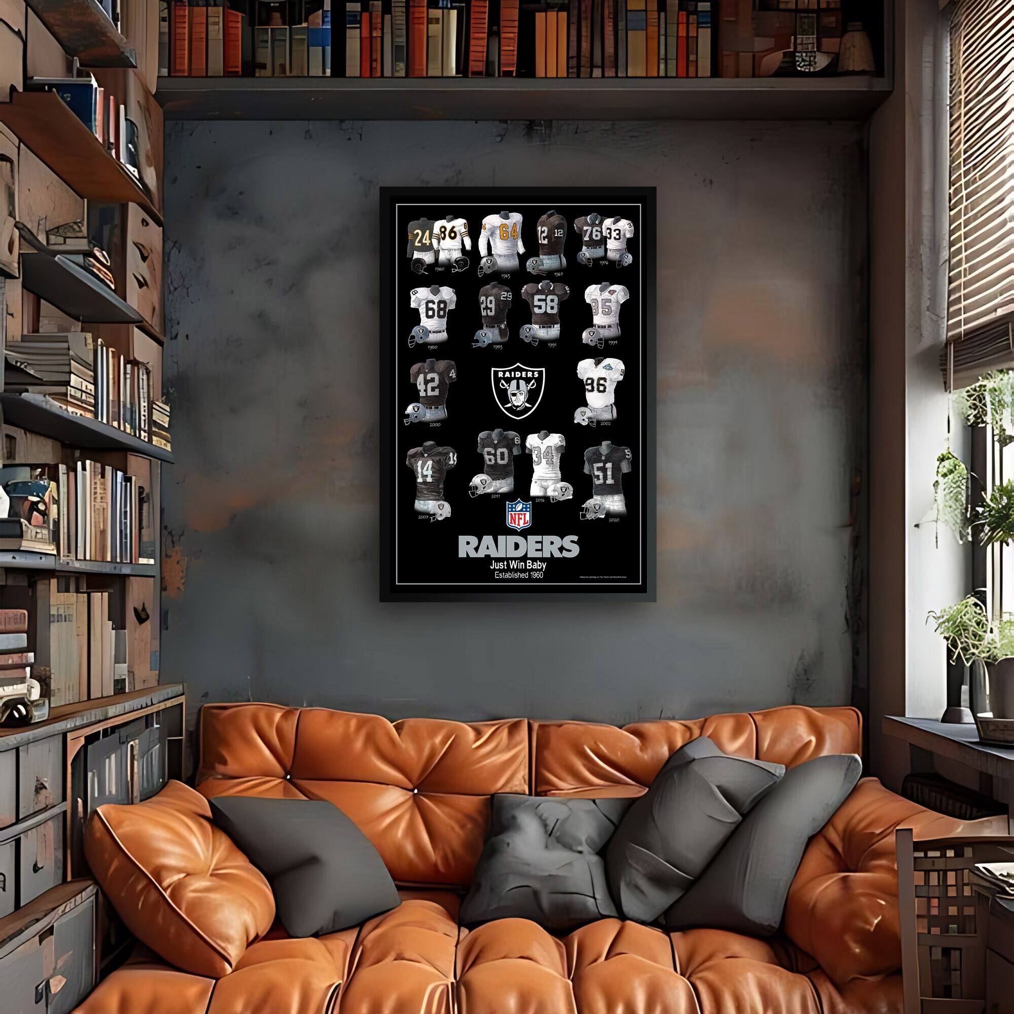 24 86 64 S 12 7633 68 2 19 58 5 42 - AIDI.S S 36 5 1 60 14 51 ICE NFL RAIDERS Just Win Baby Established 1960