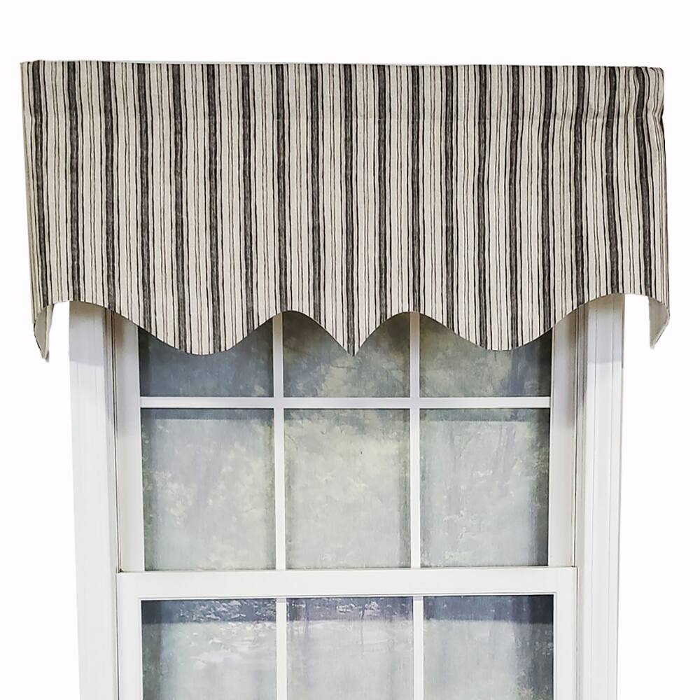 Front. RLF Home - RLF Home Luxurious Modern Design Classic Brunswick Stripe Regal Style Window Valance 50" x 17" Gray - Gray.