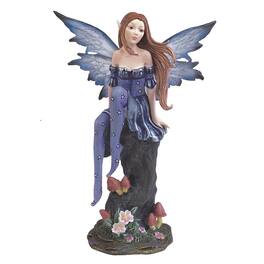 FC Design - 8"H Fairy with Clear Wings Sitting on Tree Trunk Figurine Statue Office Desk Tabletop Home Decor Gift - Multi-Color