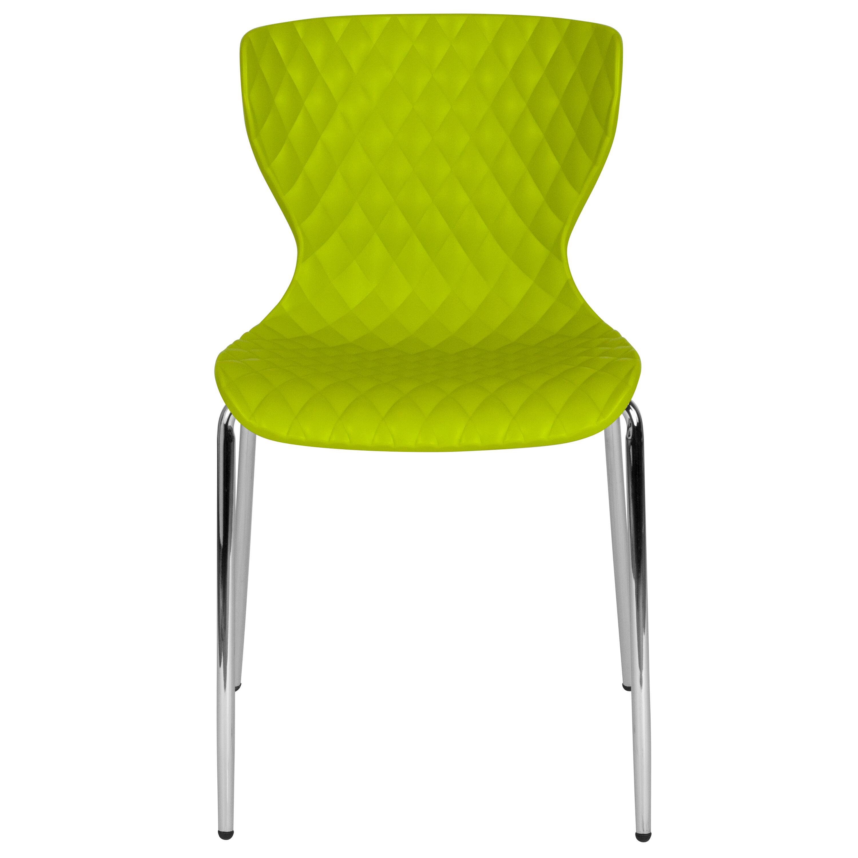 Alt View 7. Emma + Oliver - Contemporary Design Accent Dining Plastic Stack Chair - Citrus Green.
