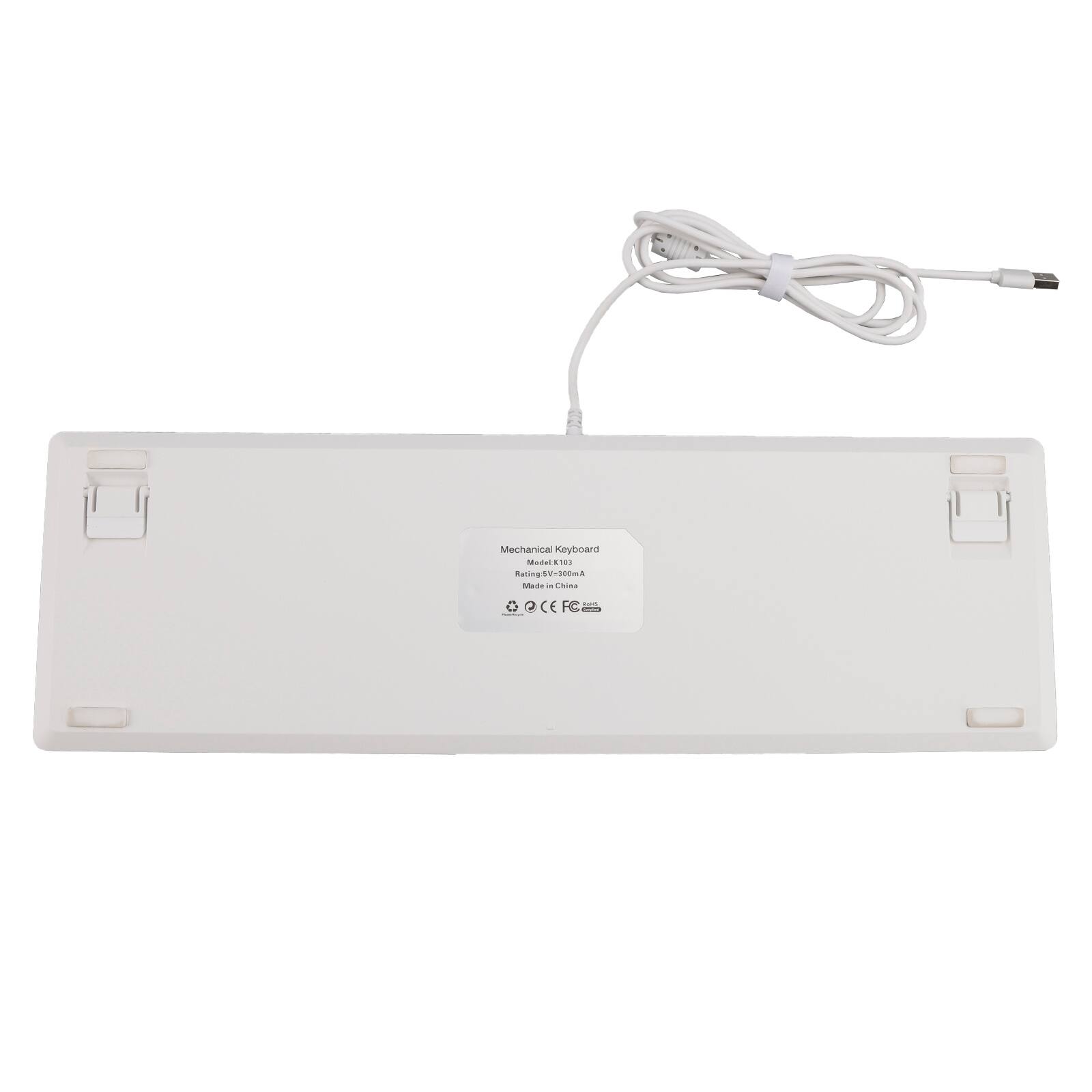 Mechanical Keyboard Model: Raring SW 200m  
Made in China  
Rating: 5V-200mA  
CE FC