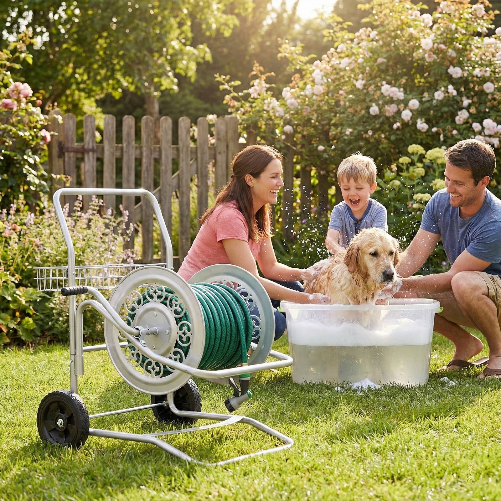 Back. Winado - Garden Hose Reel Cart, Heavy Duty Water Hose Cart for Outside, Lawn Watering, for Garden, Hold Up to 200ft.