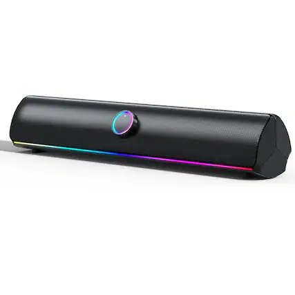 Front. Dazzed Corner - Computer Speakers for Desktop PC,Computer Sound bar - Black.