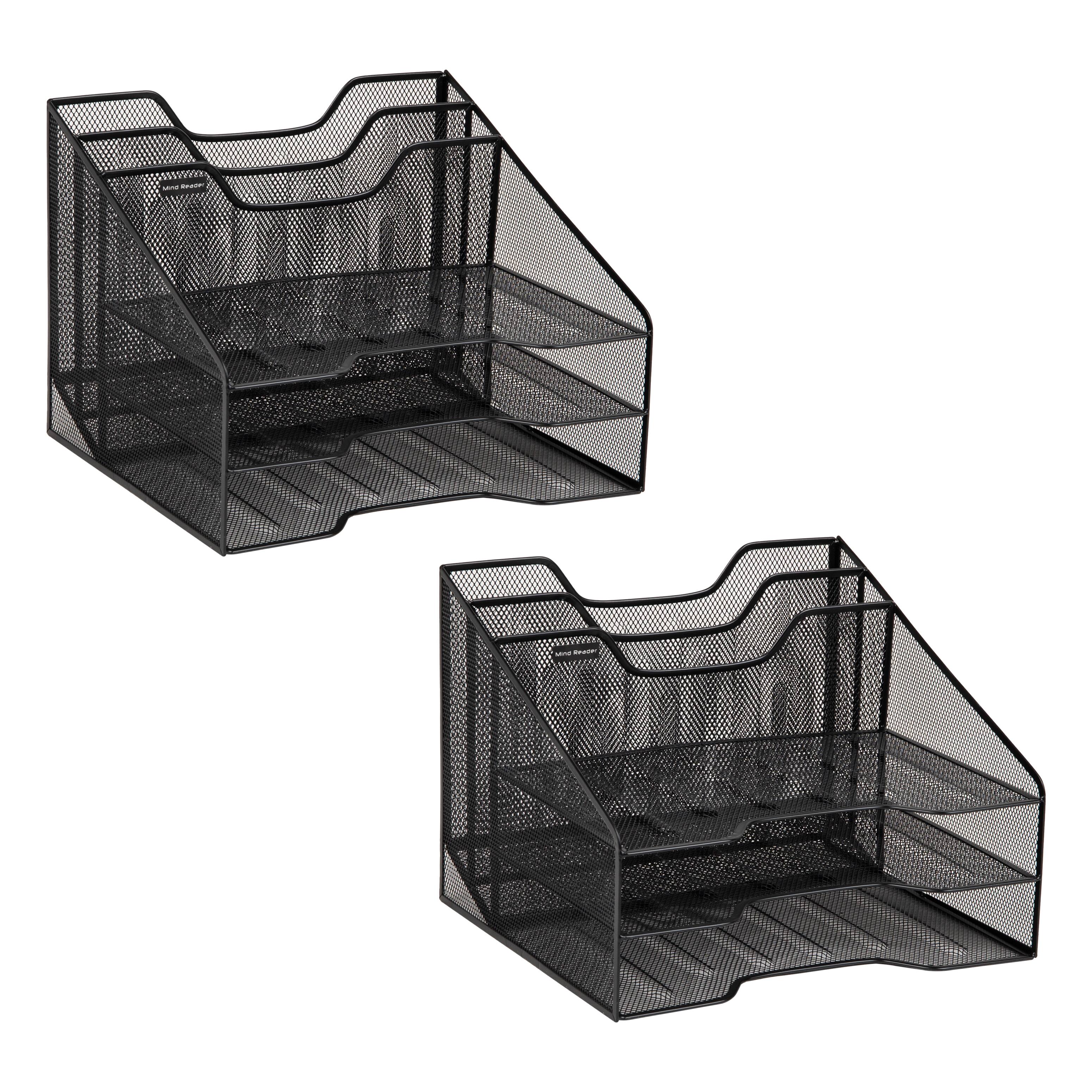 Alt View 17. Mind Reader - File Organizer, Set of 2, Desk Organizer, Storage, Paper Tray, Office, Metal Mesh, 12.5"L x 11.5"W x 9.5"H - Black.