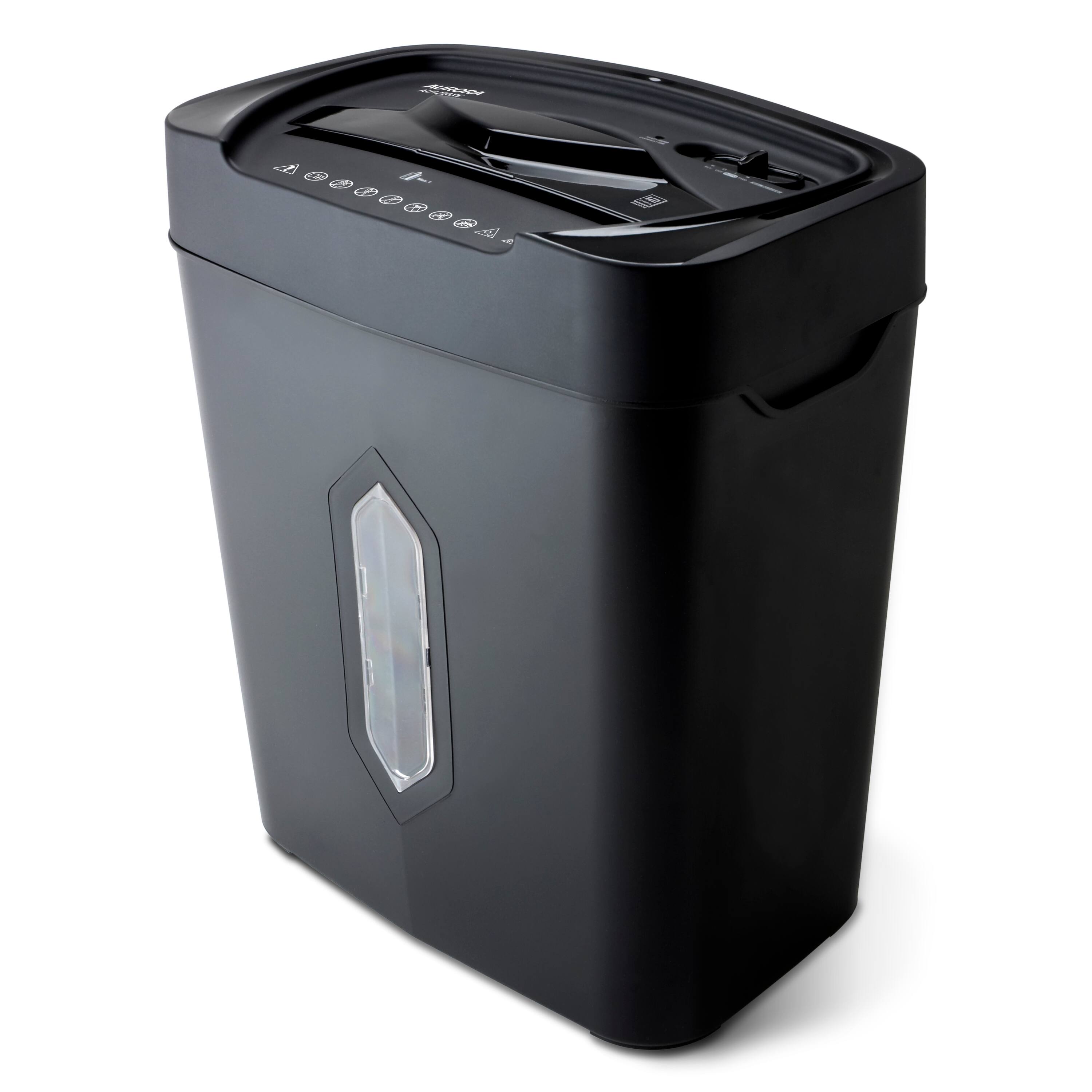 Angle. Aurora - Aurora AU1220XE 12 Sheet Crosscut Paper and Credit Card Shredder with 5.2 gal Wastebasket, Black - Black.