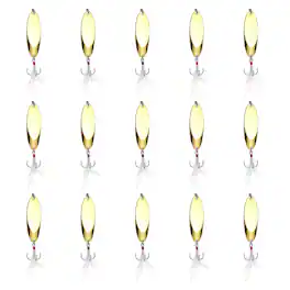 Unique Bargains - Fishing Spoons Lures, Metal Saltwater Treble Trout Lures Jigging Spoon with Treble Hooks Spinner 15pcs 3/5 oz - Gold