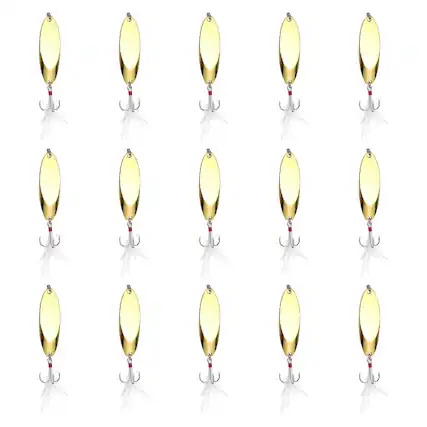 Front. Unique Bargains - Fishing Spoons Lures, Metal Saltwater Treble Trout Lures Jigging Spoon with Treble Hooks Spinner 15pcs 3/5 oz - Gold.