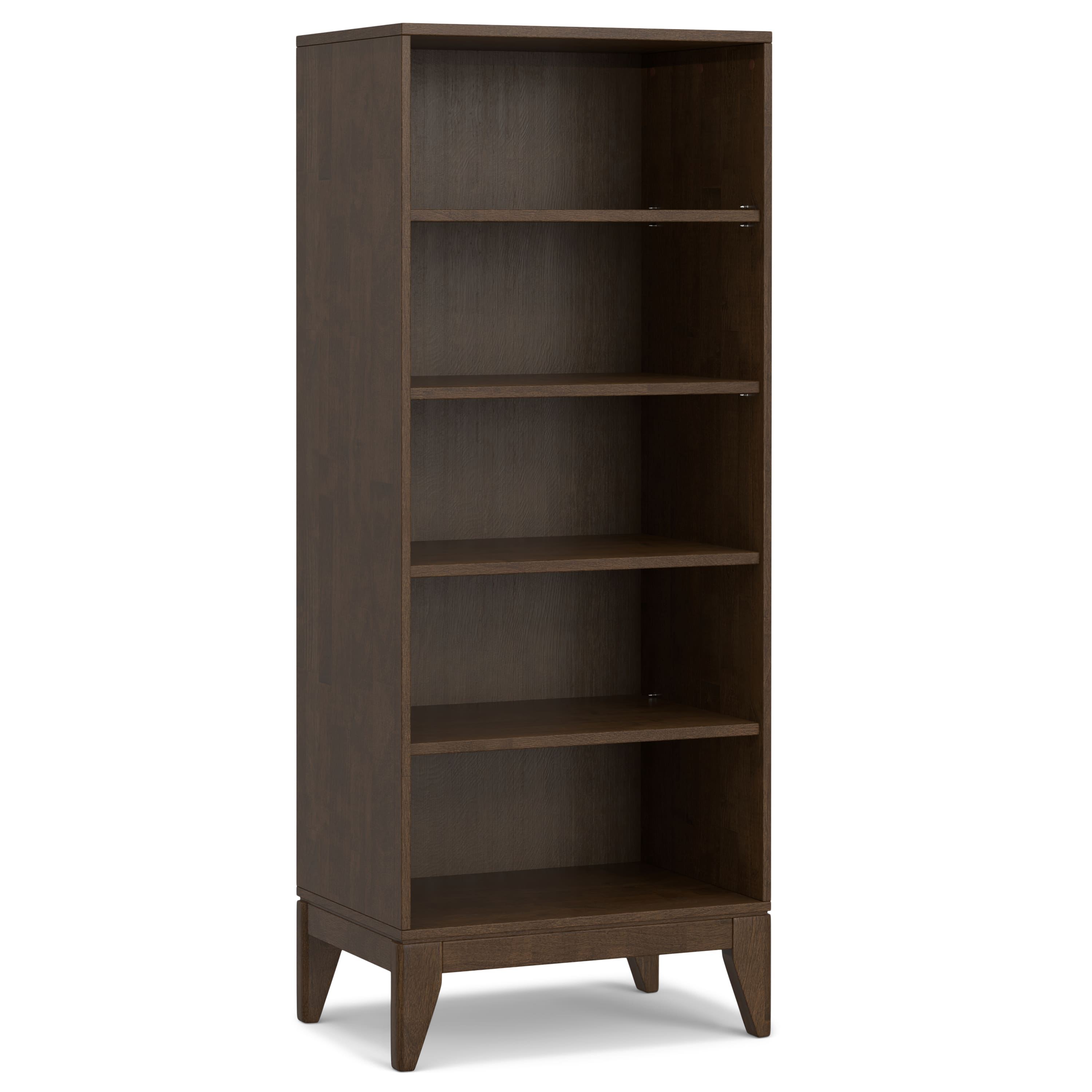 Simpli Home - Harper SOLID HARDWOOD 66 inch x 24 inch Mid Century Modern 5 Shelf Bookcase - Walnut Brown