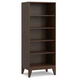 Simpli Home - Harper 66 inch Tall Solid Wood 5 Shelf Bookcase - Walnut Brown
