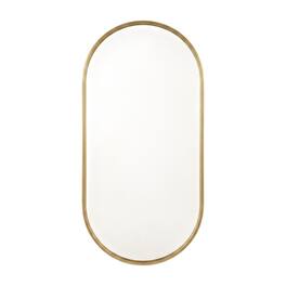 Elegant Decor - Metal Frame Oval Mirror 24x40 Inch - Brass