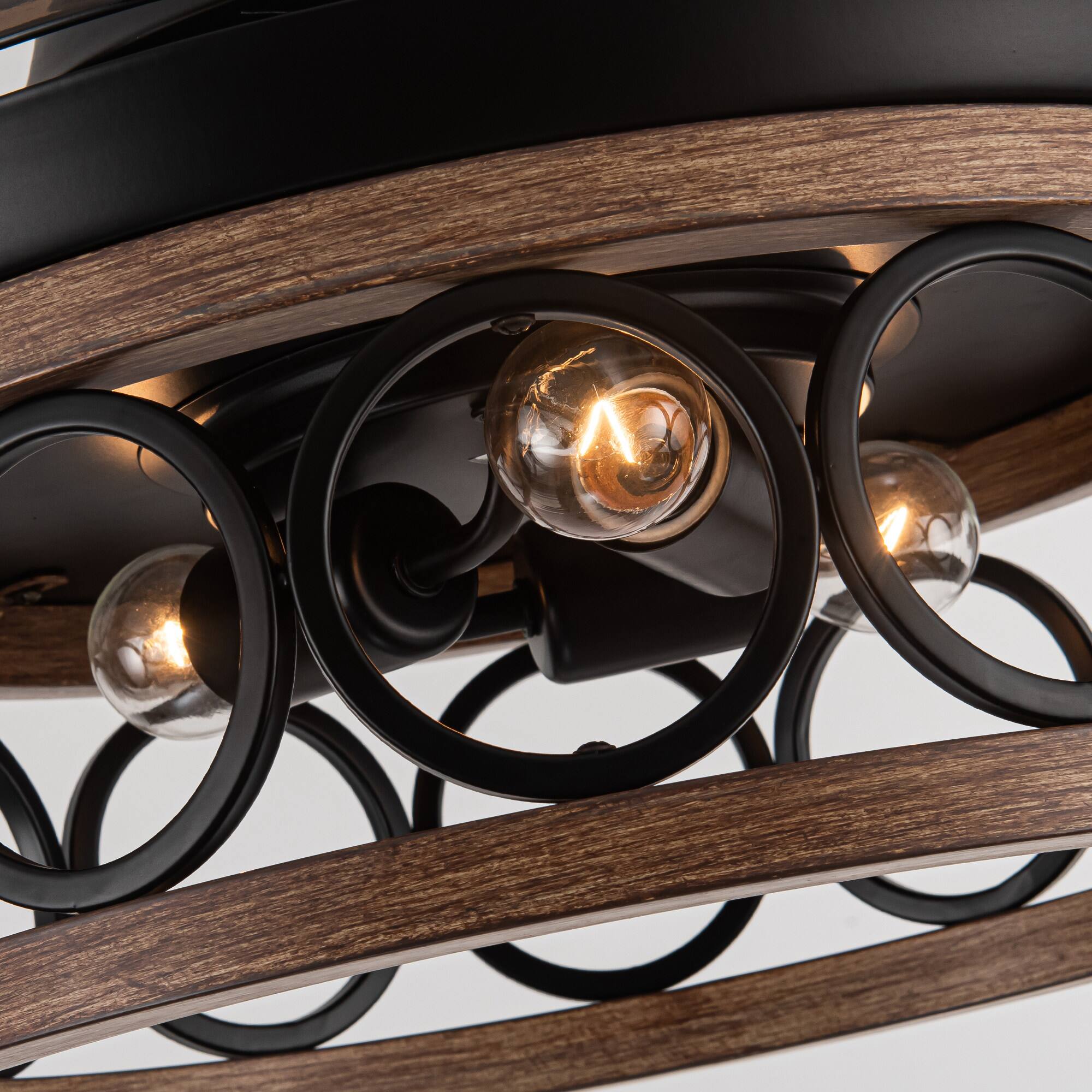 Alt View 7. Parrot Uncle - 36" Metal Retractable 3-Blade Ceiling Fan Chandelier with Wall Switch - Matte Black.