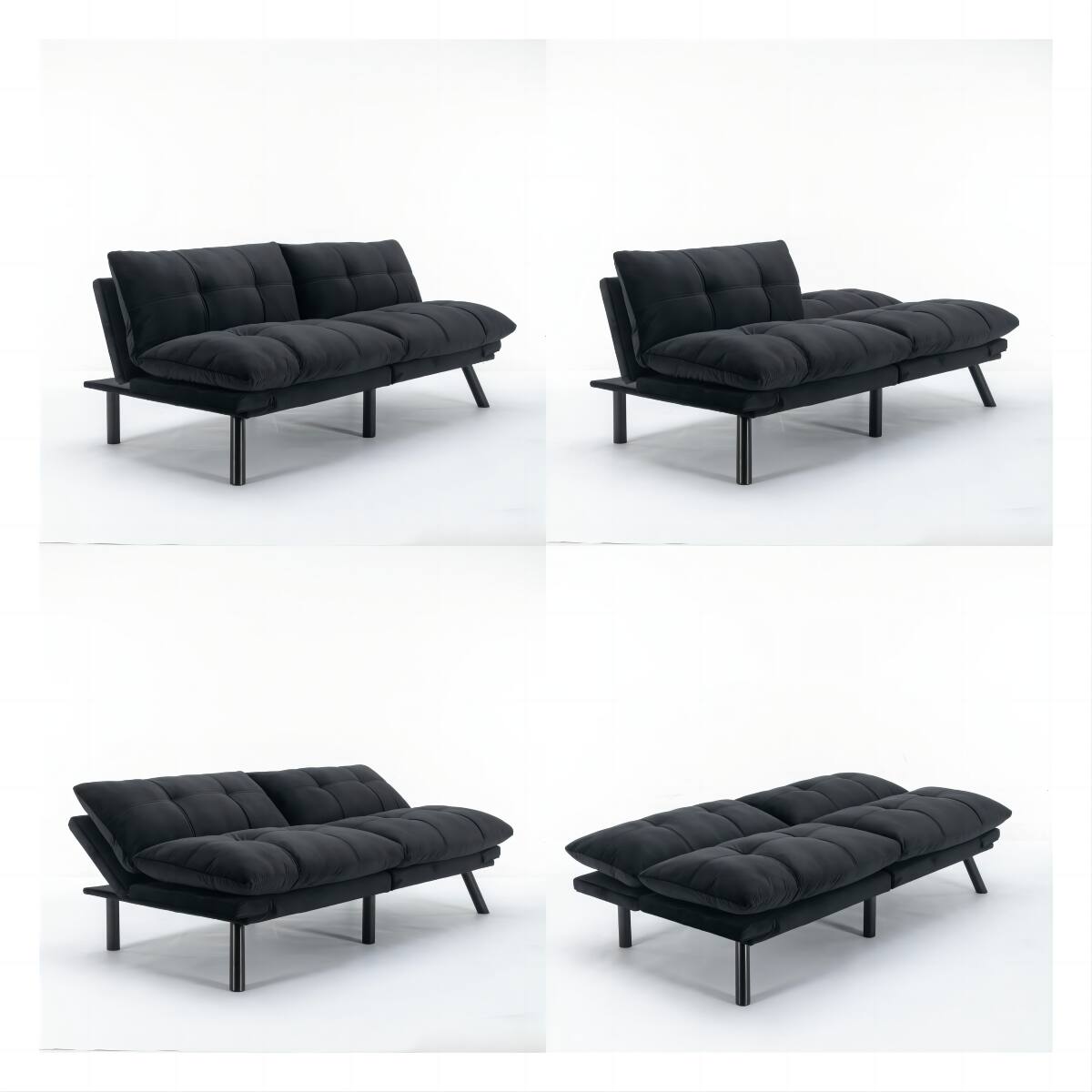 Left. Tiramisubest - Convertible Foldable Modern Sofa Bed,Futon Lazy Sofa Bed,Comfy Small Couch for Living Room and Bedroom,Black - Black.
