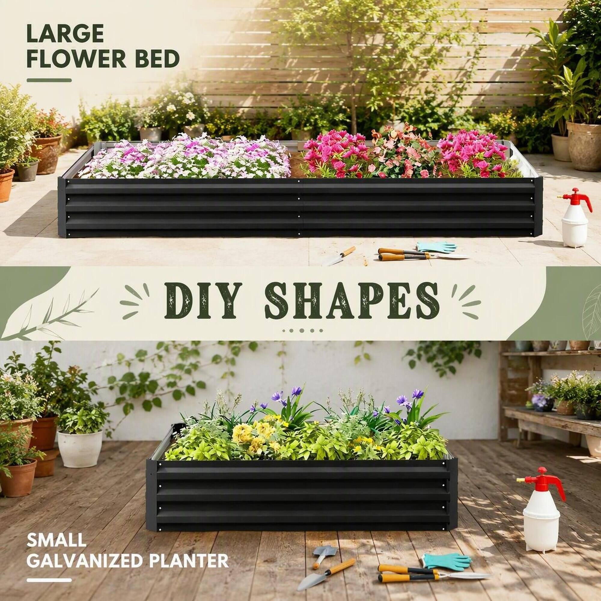 LARGE FLOWER BED

DIY SHAPES

SMALL GALVANIZED PLANTER