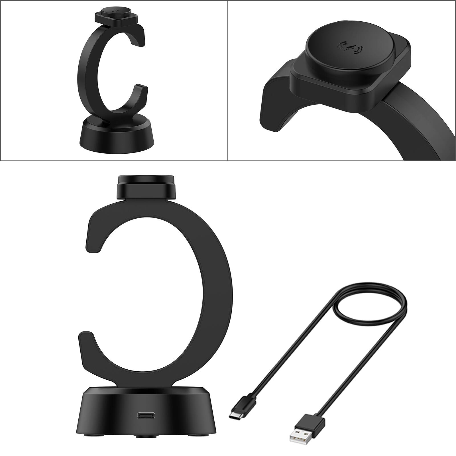 Alt View 1. Topteng - C-Shaped Magnetic Charging Stand for Apple Watch - Portable Vertical Dock with USB-C Cable - Black.