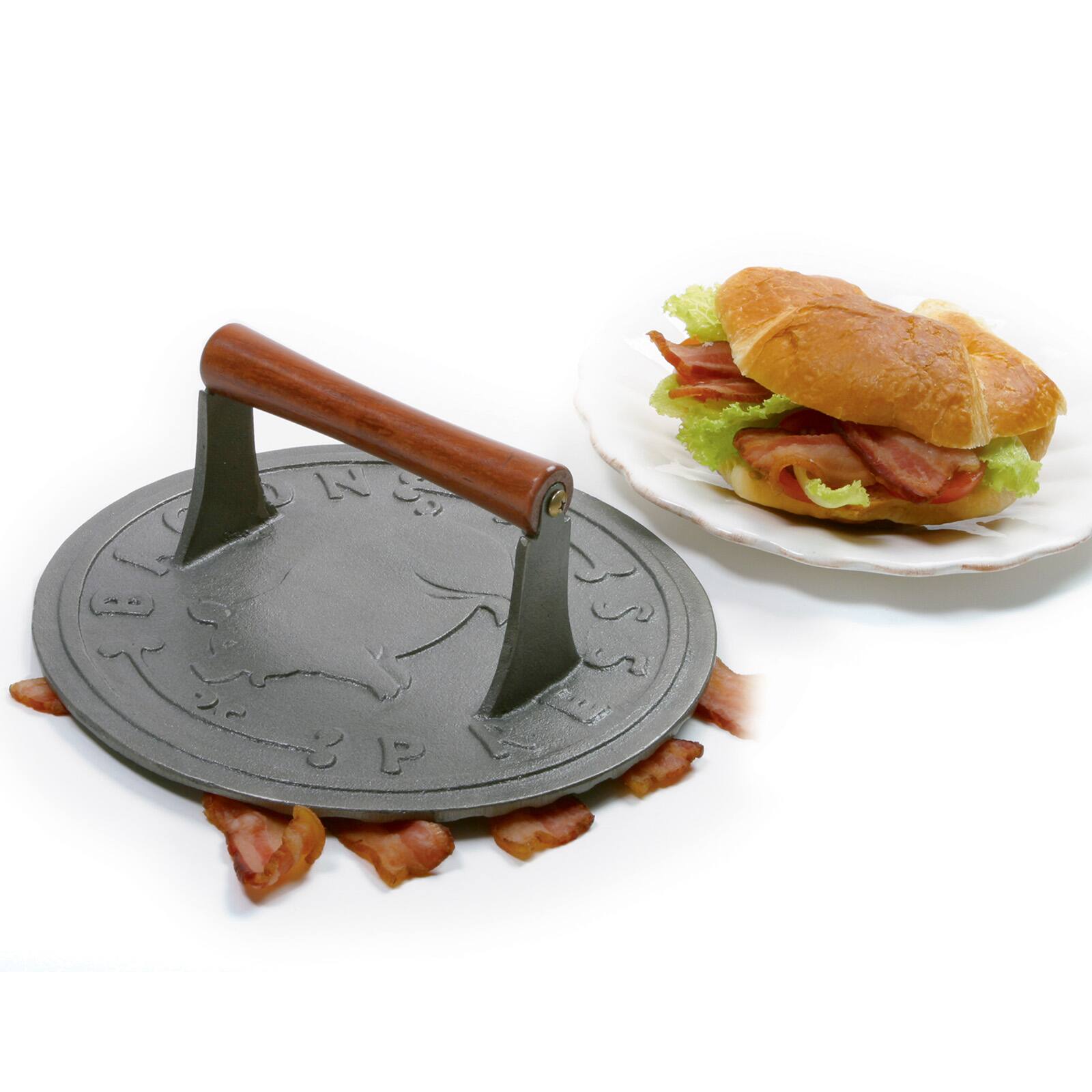 Alt View 4. Norpro - Round Cast Iron Bacon, Steak, and Burger Press, 8.75-Inch - Silver.