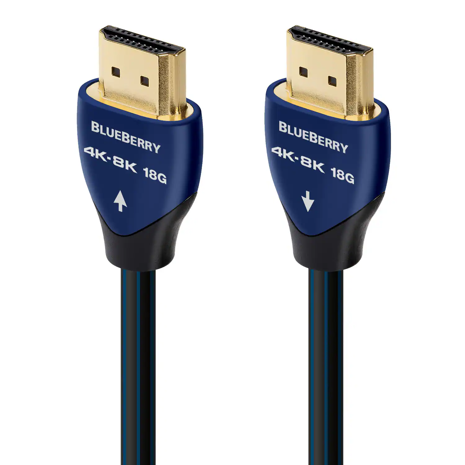 AudioQuest - Blueberry 18 2.5' 4K-8K 18Gbps In-Wall Rated HDMI Cable - Black with Blue Stripes