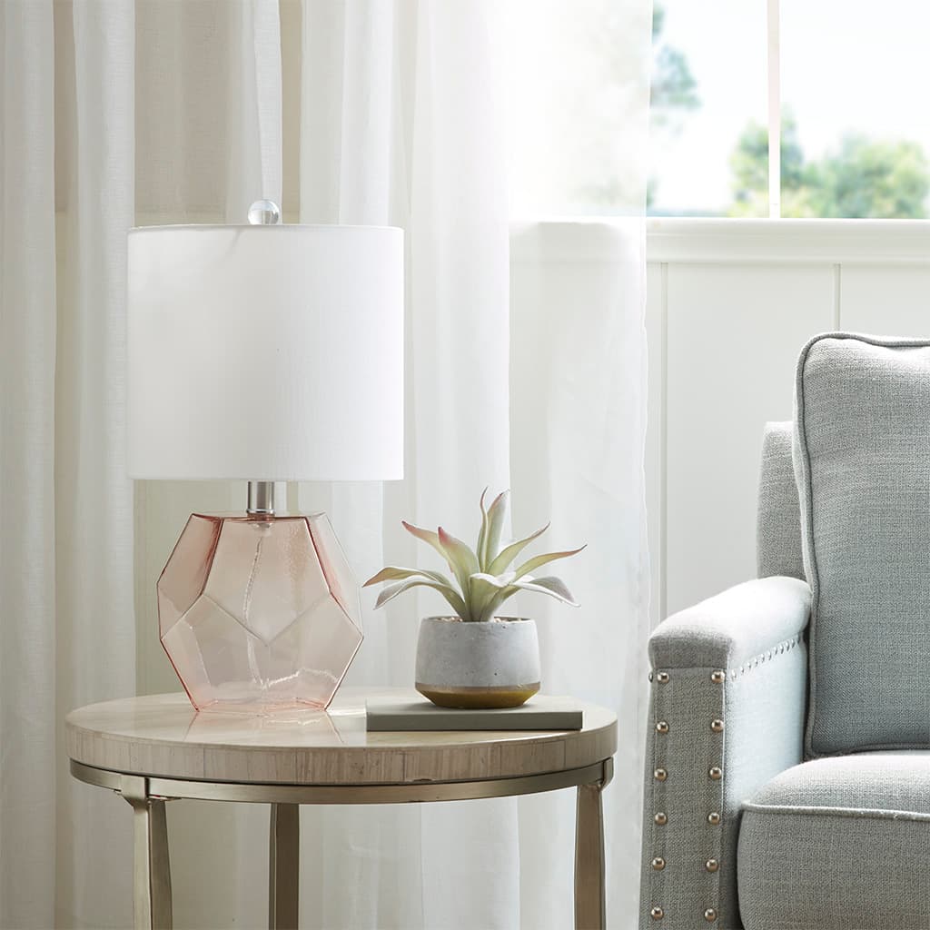 Left. Luckbyte - Bella Geometric Glass Table Lamp.
