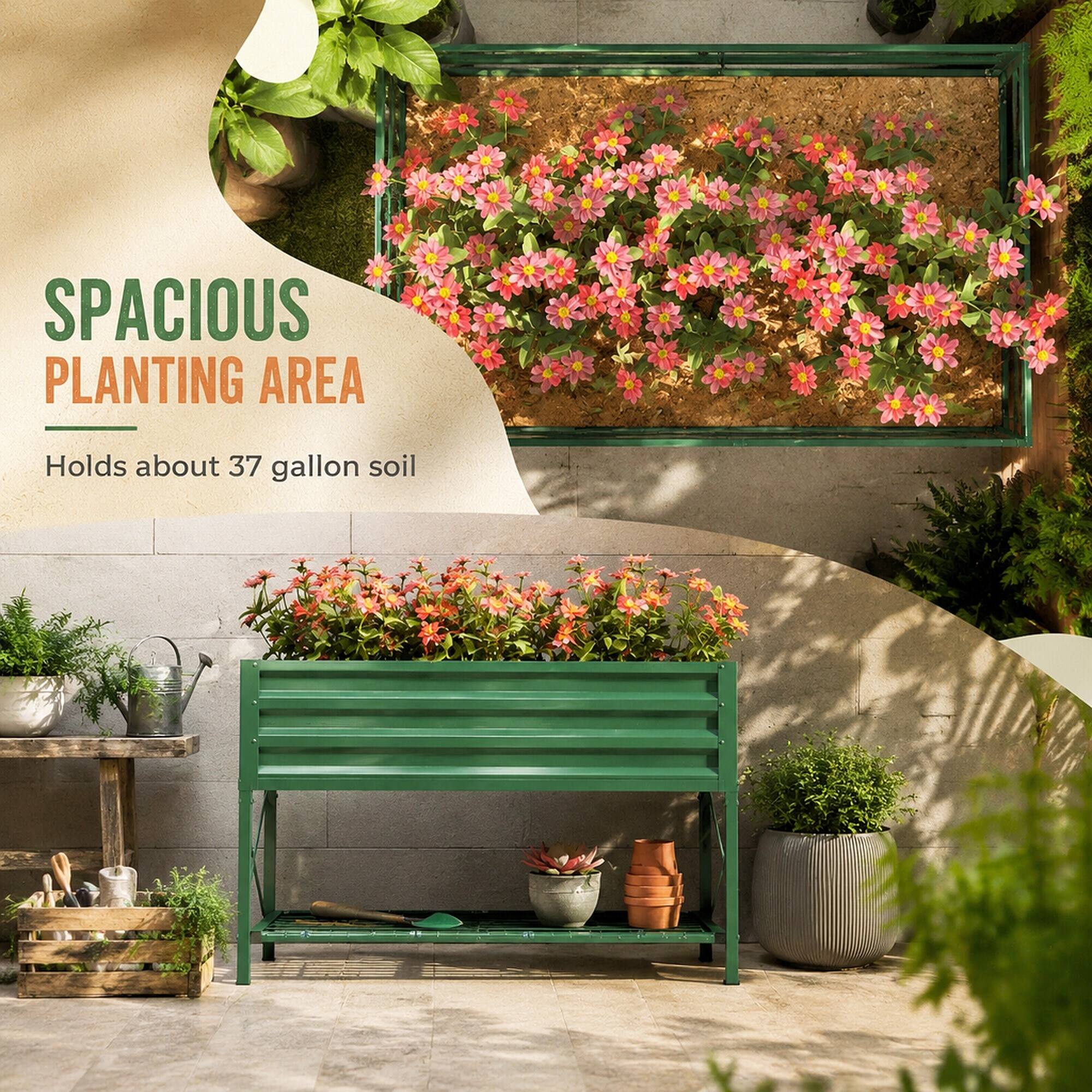 SPACIOUS PLANTING AREA  
Holds about 37 gallon soil