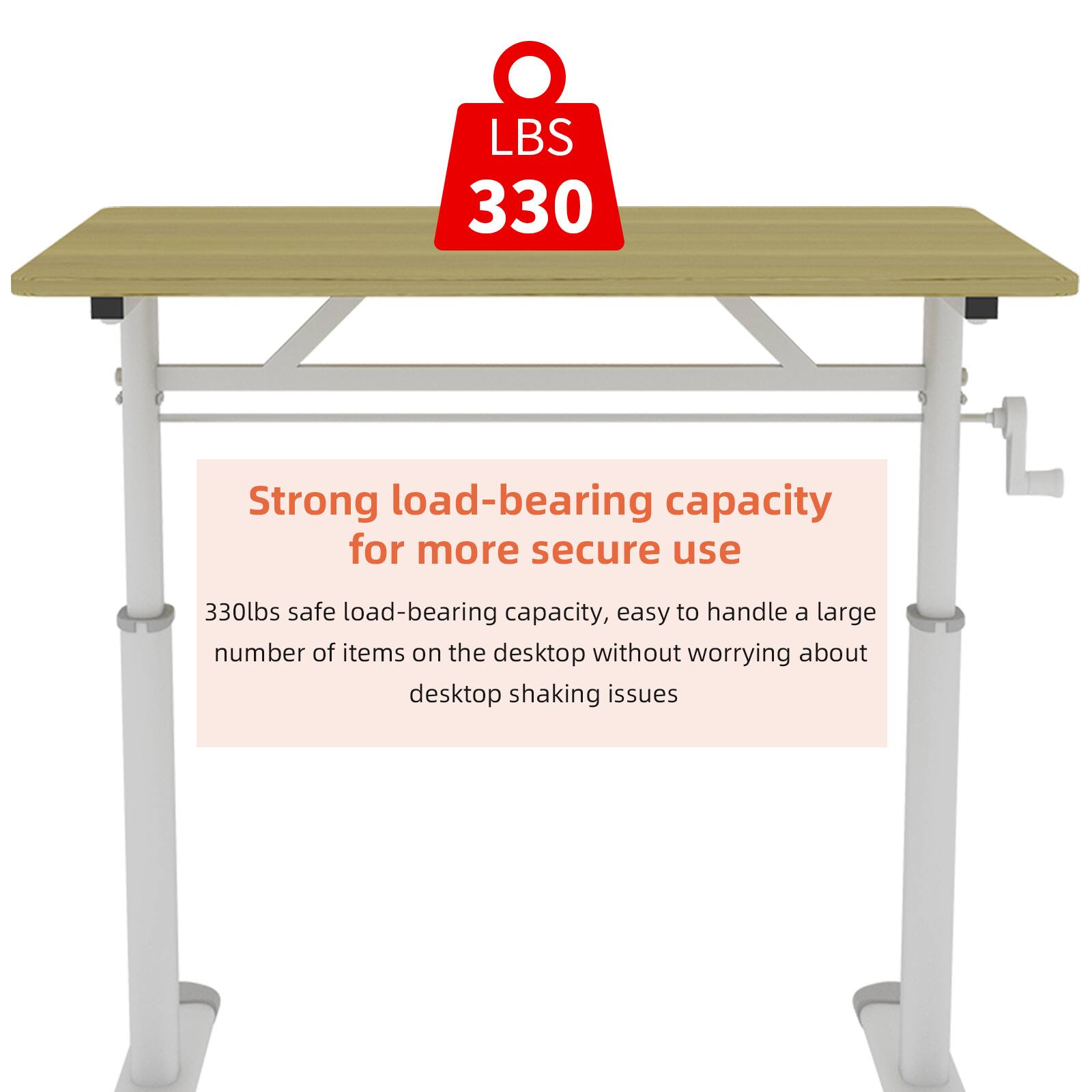 LBS 330

Strong load-bearing capacity for more secure use

330lbs safe load-bearing capacity, easy to handle a large number of items on the desktop without worrying about desktop shaking issues