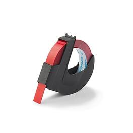 DYMO - Embossing 520102 Label Maker Tape, 3/8" x 12', (520102) - White on Red