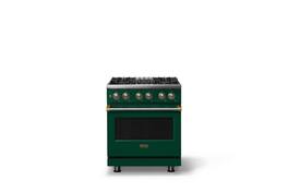 Viking - 30"W. 4 Burner Pro5S 4.7 Cu. Ft. Freestanding Sealed Dual Fuel Convection LP Range-Ivy/Brushed Brass - Ivy