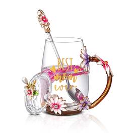 PARKER SLATER - 35oz Enamel Glass Flower Teapot With Removable Loose Tea Leaf Infuser Maker Gifts For Women Mothers Day Christmas - Mom