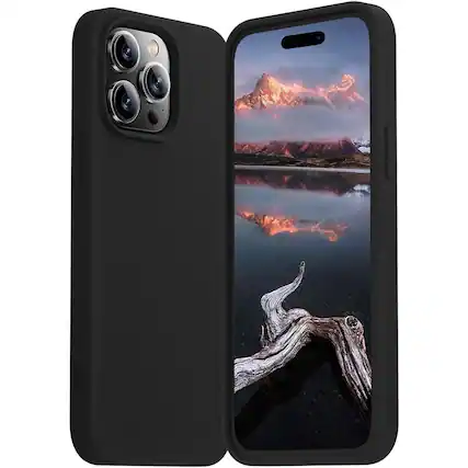 Front. Entronix - Entronix Soft-Touch Liquid Silicone Case for iPhone 16 Pro Max - Ultimate Protection and Style - Black.