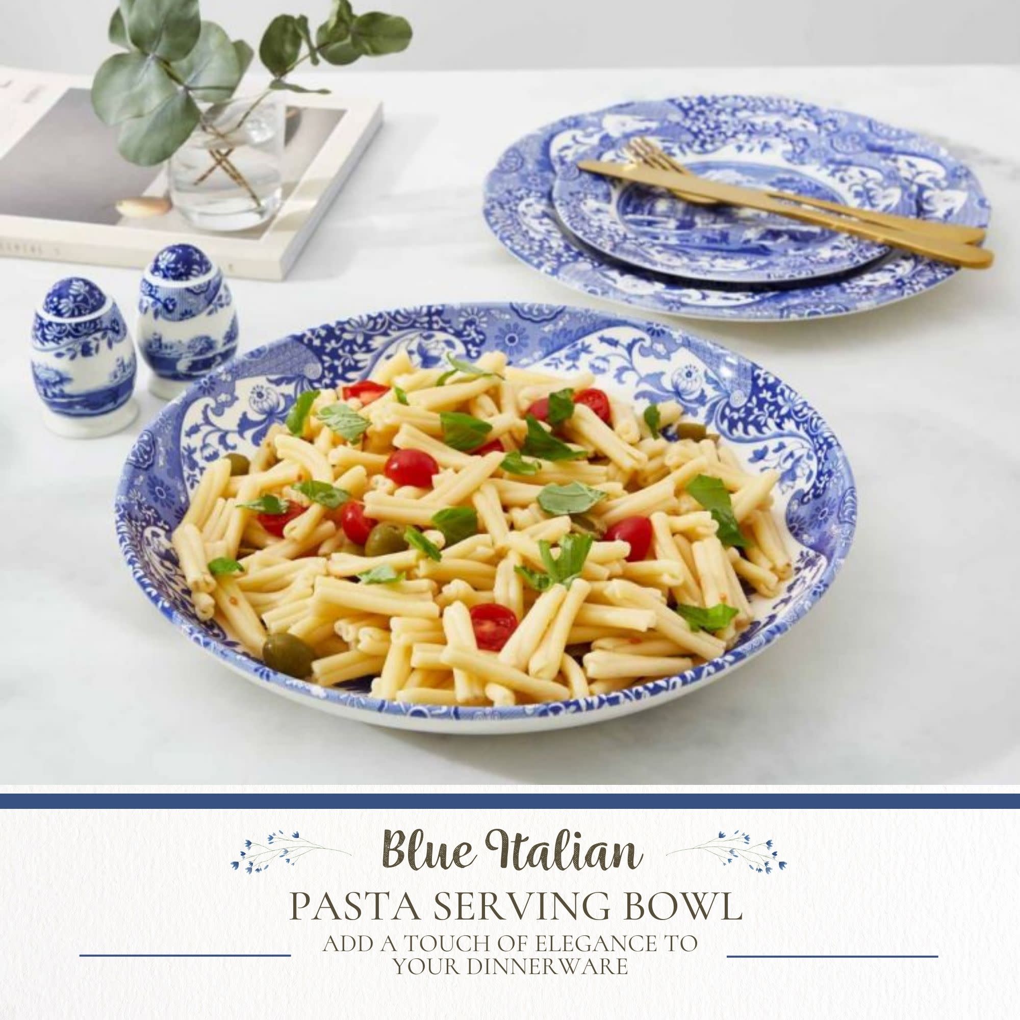 Blue Italian PASTA SERVING BOWL ADD A TOUCH OF ELEGANCE TO YOUR DINNERWARE